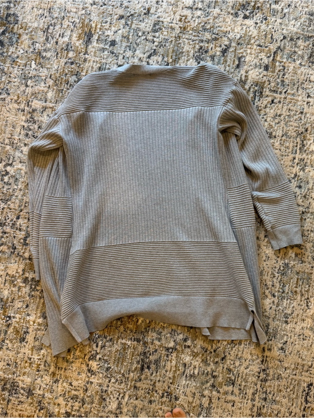 Open-Front Ribbed Cardigan - Light Gray - Picture 4 of 4